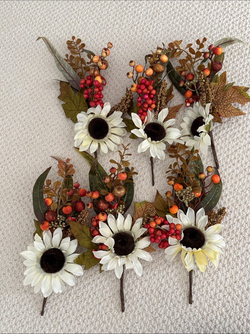 Fall decorations Sunflower and Autumn Berry flower pick Set of 6 Hobby Lobby